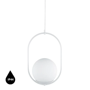 KOBAN B biała sufitowa lampa wisząca z podwyższoną szczelnością IP44