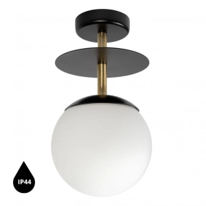 PLAAT B czarna lampa przysufitowa / plafon z mosiądzem z podwyższoną szczelnością IP44