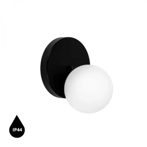 REFA A czarna lampa ścienna / kinkiet z podwyższoną szczelnością IP44