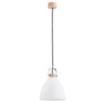 Lampa wisząca zwis ALFA HERMINA biały mleczny /drewno śr. 22cm