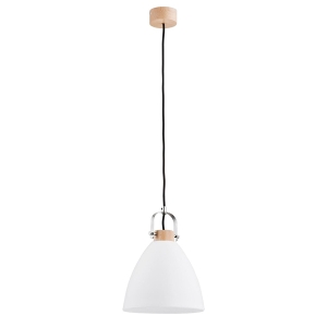Lampa wisząca zwis ALFA HERMINA biały mleczny /drewno śr. 22cm