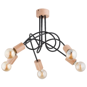 Lampa sufitowa ALFA TANGO WOOD drewniana 5x E27  | 27435