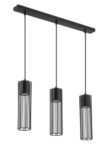 Lampa wisząca druciana tuba czarna FOBIA 3 zwis prosty 33453