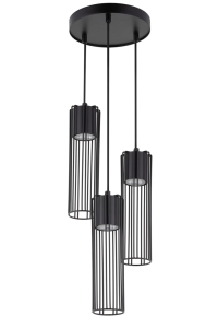 Lampa wisząca druciana tuba czarna FOBIA 3 zwis koło 33456