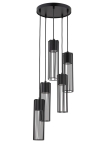 Lampa wisząca druciana tuby czarna  FOBIA 5 zwis koło 33459