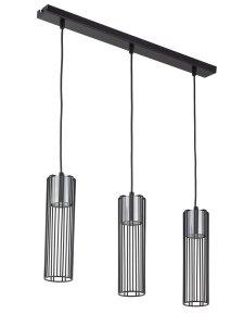 Lampa wisząca druciana tuba srebrna FOBIA 3 zwis prosty 33454