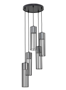 Lampa wisząca druciana tuby srebrna FOBIA 5 zwis koło 33460