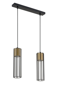 Lampa wisząca druciana tuba złota FOBIA 2 zwis prosty 33452