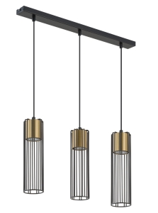 Lampa wisząca druciana tuba złota FOBIA 3 zwis prosty 33455