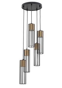 Lampa wisząca druciana tuby złota  FOBIA 5 zwis koło 33461