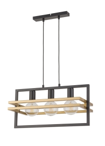 Lampa wisząca loftowa metalowa czarno-złota MERCI 3 32392