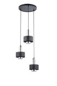 Lampa wisząca metalowa czarno - srebrna RIF LUX 3 KOŁO 40717