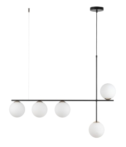 Lampa wisząca mleczne klosze czarna SILIA 5 /  33694