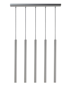Lampa wisząca rurki sople srebrna  SOPEL 5 PROSTY 33618