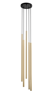 Lampa wisząca rurka SOPEL LUX 5 koło długi czarno-złoty szczotkowany 40749