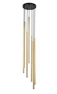 Lampa wisząca rurka SOPEL LUX 7 koło długi czarno-złoty szczotkowany 40750