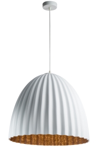 Lampa wisząca duży klosz biało-miedziana TELMA 50  /  32023