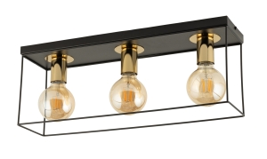 Lampa sufitowa loftowa klatka VOX 3 czarno-złoty 40704