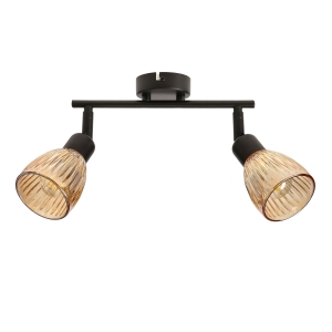 Lampa sufitowa AMCOS lczarna 2x40W E14 bursztynowe klosze  nowoczesna oprawa sufitowa do salonu sypialni