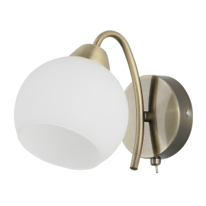 NESTOR Lampa kinkiet patynowy 1x40W E27 klosz biały /  21-34977