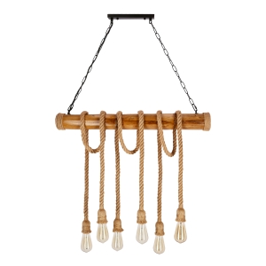 Vint lampa wisząca drewniany 6x40W E27 /  36-28693