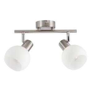 NOVO lampa sufitowa listwa satyna nikiel 2x40W E14 klosz biały