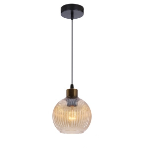 VALOR lampa wisząca czarny +złoty 1x40W E27 klosz bursztynowy