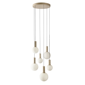 TESTA lampa wisząca talerz beżowy 6x10W G9 klosz biały