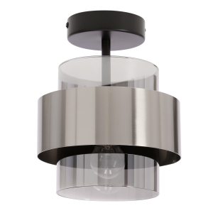 Spiega lampa sufitowa czarny+satyna nikiel 1x60W E27 klosz dymiony