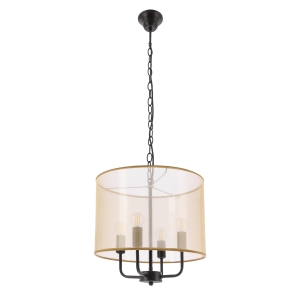 PACIFICA lampa wisząca czarny 4x40W E14 abażur złoty