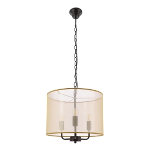 PACIFICA lampa wisząca czarny 3x40W E14 abażur złoty