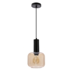 LINOX lampa wisząca czarny 1x40 E27 klosz bursztynowy