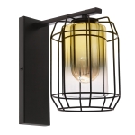 JONERA lampa kinkiet czarny p25 1x40W E27 klosz złoty