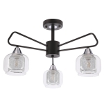 GATO lampa sufitowa czarny 3x40W E14 klosz szklany bezbarwny+chromowy