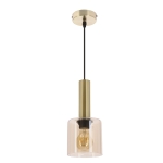 ALBERTO lampa wisząca mosiężny 1x40W E27 klosz bursztynowy