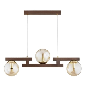 LAMPA WISZĄCA GILIA DREWNIANA & ZŁOTA 3xE14 /  62655