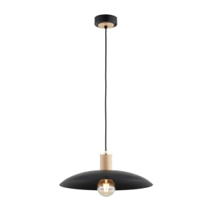 LAMPA WISZĄCA ALFA SPINER CZARNA & DREWNIANA 1xE27 /  61563