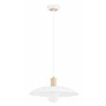 LAMPA WISZĄCA ALFA SPINER DREWNIANA & BIAŁA 1xE27 /  61554