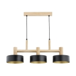 LAMPA WISZĄCA ALFA GLORY DREWNIANA & CZARNA 3xE27 / 62647