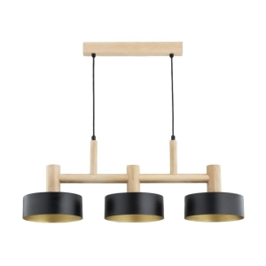 LAMPA WISZĄCA ALFA GLORY DREWNIANA & CZARNA 3xE27 / 62647
