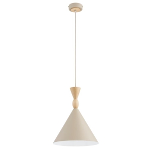LAMPA WISZĄCA ALFA FERYT BEŻOWA & DREWNIANA 1xE27 / 61596