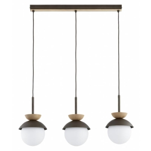 LAMPA WISZĄCA ALFA REMKE DREWNIANA & CZARNA & BIAŁA 3xE14 / 62643
