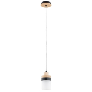 LAMPA WISZĄCA ALFA FRONY CZARNA & BIAŁA & DREWNIANA 1xE27 / 61623
