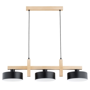 LAMPA WISZĄCA ALFA CERTA DREWNIANA CZARNA 3xE27  /  62614.40_11_111