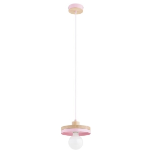LAMPA WISZĄCA ALFA LARSO BIG DREWNIANA & RÓŻOWA 1xE27  /  61595
