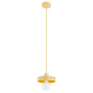 LAMPA WISZĄCA ALFA LARSO BIG DREWNIANA & ŻÓŁTA 1xE27  /  61593