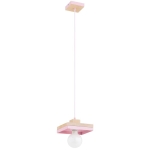 LAMPA WISZĄCA ALFA MIKO DREWNIANA & RÓŻOWA 1xE27  / 61592