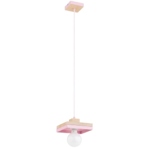 LAMPA WISZĄCA ALFA MIKO DREWNIANA & RÓŻOWA 1xE27  / 61592