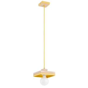 LAMPA WISZĄCA ALFA MIKO DREWNIANA & ŻÓŁTA 1xE27  / 61591