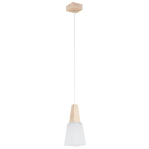 LAMPA WISZĄCA ALFA TOTI DREWNIANA & BIAŁA 1xE27  / 61582